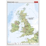 Wandkarte Britische Inseln, phys.(Vorderseite), polit.(Rückseite), 147x205 cm, 