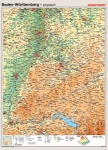 Wandkarte Baden-Württemberg, phys.(Vorderseite), polit.(Rückseite), 147x202cm 