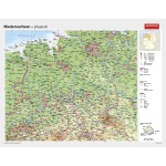 Wandkarte Niedersachsen, phys.(Vorderseite), polit.(Rückseite), 190x147cm 