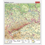 Wandkarte Sachsen, phys.(Vorderseite), polit.(Rückseite), 147x169cm 