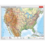 Wandkarte USA, phys.(Vorderseite), polit.(Rückseite), 187x148cm 