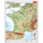 Wandkarte Frankreich, phys.(Vorderseite), polit.(Rückseite), 147x183cm 