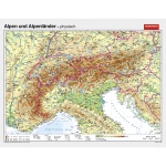 Wandkarte Alpen & Alpenländer,  phys.(Vorderseite), polit.(Rückseite), 181x140 cm 