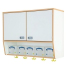 Garderobenablage als Hängeschrank, 2 Türen Mittelwand, 2 Einlegeböden 