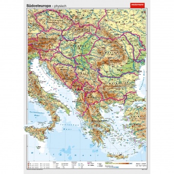 Wandkarte Süd-Ost-Europa, phys.(Vorderseite), polit.(Rückseite), 147x200 cm 