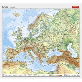Wandkarte Europa, physisch, 202x185cm, 