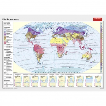 Wandkarte Die Erde, Klimazonen, 200x145cm 