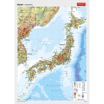 Wandkarte Japan, phys.(Vorderseite), polit.(Rückseite), 147x202cm 
