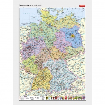 Wandkarte Deutschland, polit.(Vorderseite), stumm (Rückseite), 105x141cm, 