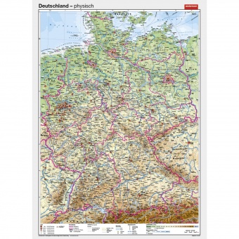 Wandkarte Deutschland, physisch, 147x202 cm, 