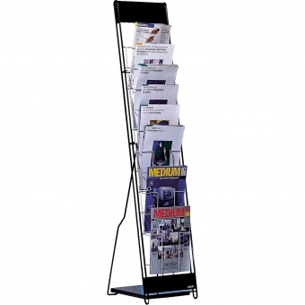 Prospektständer feststehend, 140 cm hoch, 30x24 cm (B/T), Gestell: schwarz Prospektständer feststehend, 140 cm hoch, 30x24 cm (B/T), Gestell: schwarz