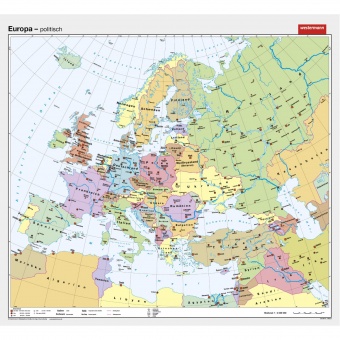 Wandkarte Europa, politisch, 202x185 cm, 