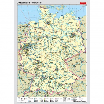 Wandkarte Deutschland, Wirtschaft, 140x205cm, 