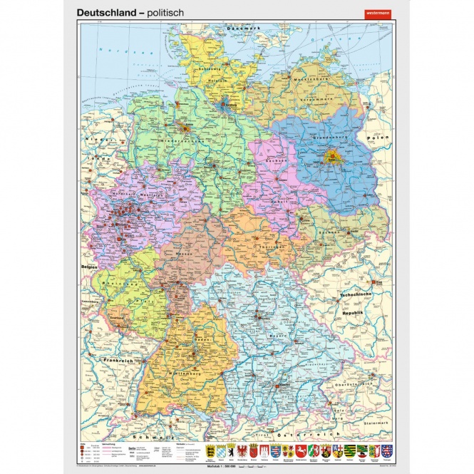 Wandkarte Deutschland, politisch, 140x210 cm, 