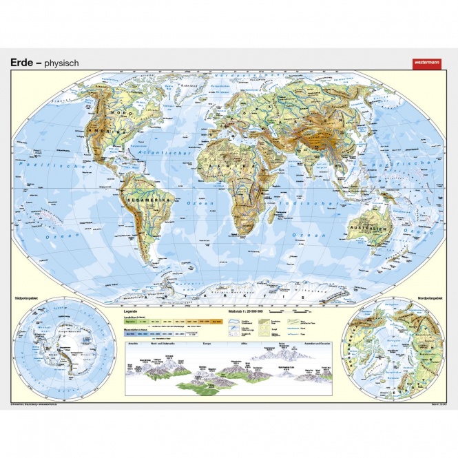 Wandkarte Die Erde, phys.(Vorderseite), polit.(Rückseite), 186x150 cm 