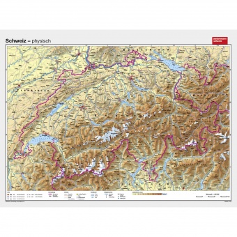 Wandkarte Schweiz, physisch, 193x144cm, 