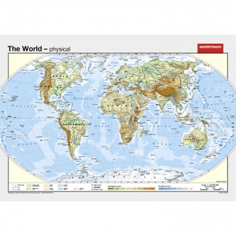 Wandkarte Die Erde, physisch, englisch, 140x100 cm, 
