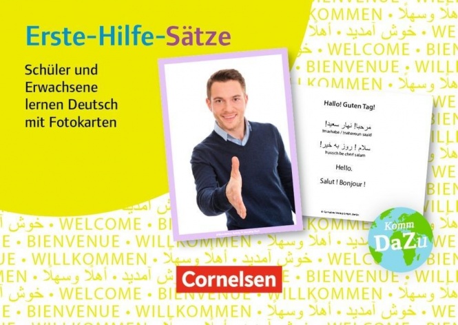 Erste-Hilfe-Sätze: Schüler und Erwachsene lernen Deutsch mit Fotokarten 